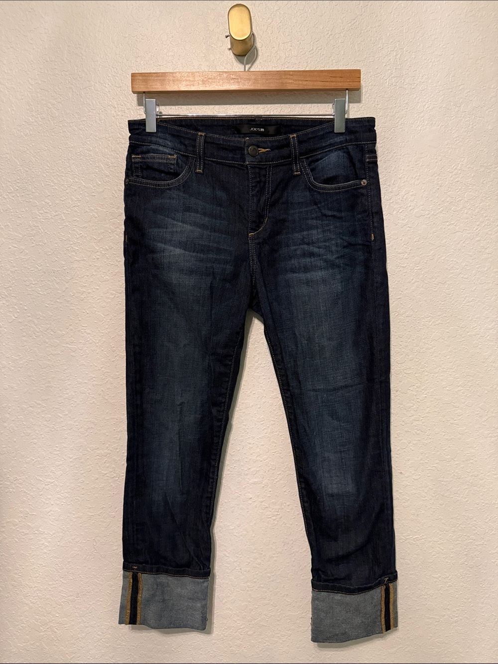 Joes Jeans Judi Cropped Cuffed Denim Jeans Size 28 Medium Wash Slim Fit Womens
